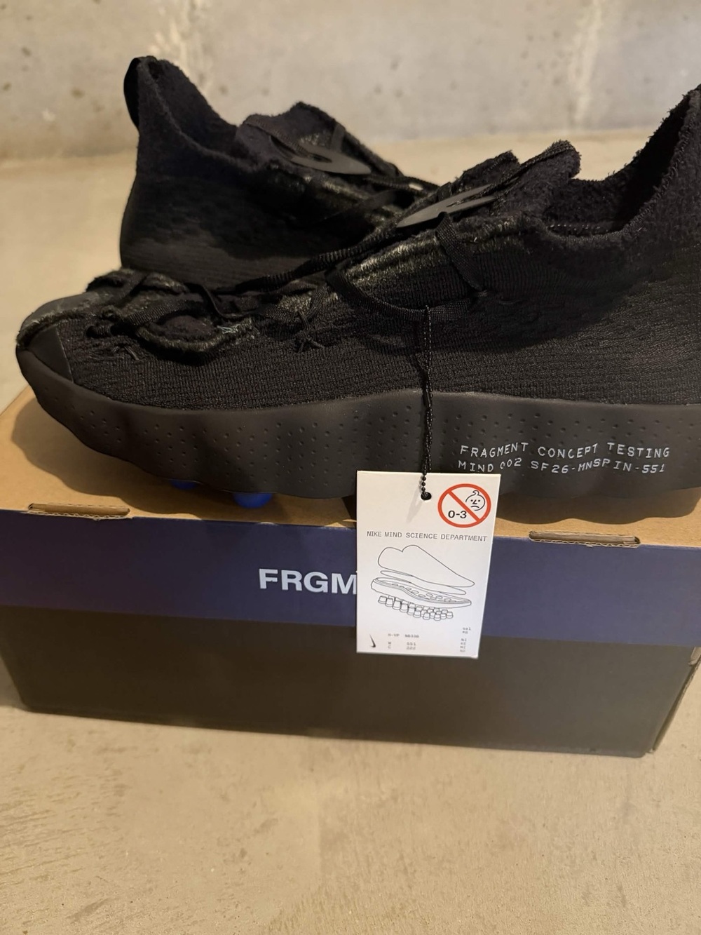 Nike x Fragment Mind 002 Black Sneakers Size 10